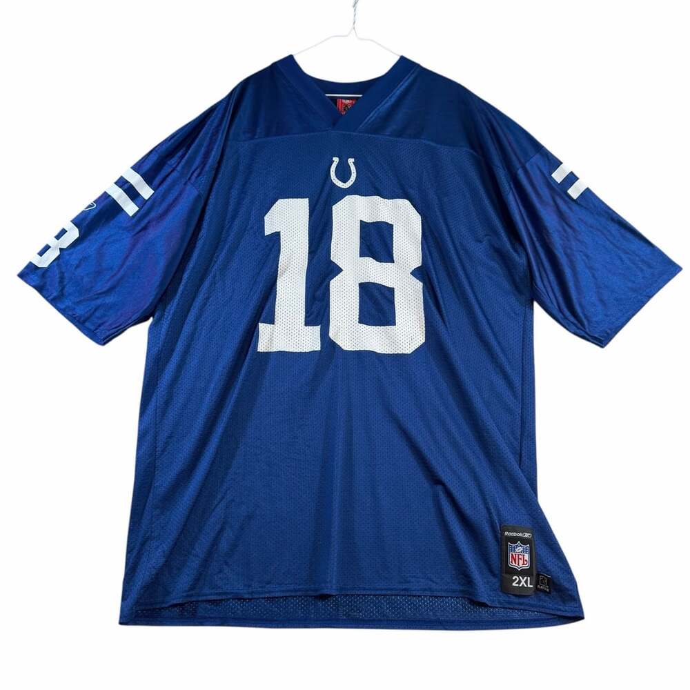 Reebok Peyton Manning #18 Indianapolis Colts NFL Jersey Blue Mens 2XL XXL